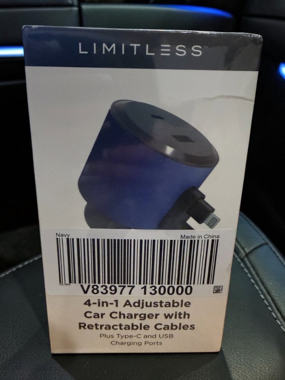 Limitless 4-in-1 Adjustable Car Charger w/Retractable Cables - NEW